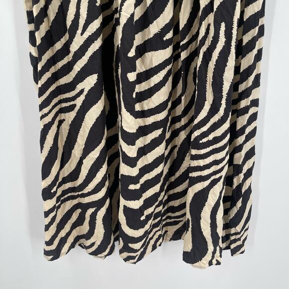 H&M Dress Size Small Zebra NWT Patterned Animal Print Midi Maxi Black Cream - Picture 12 of 15